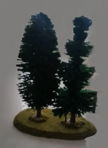 Two small trees on a foam platform