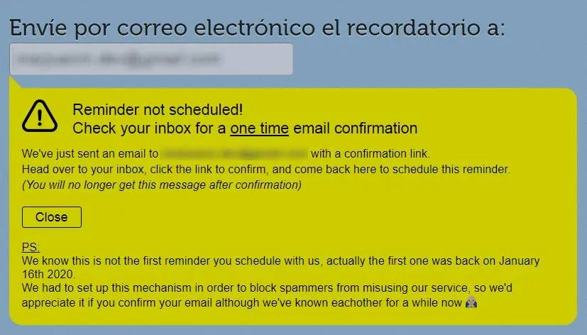 Aprobar correo de recordatorio