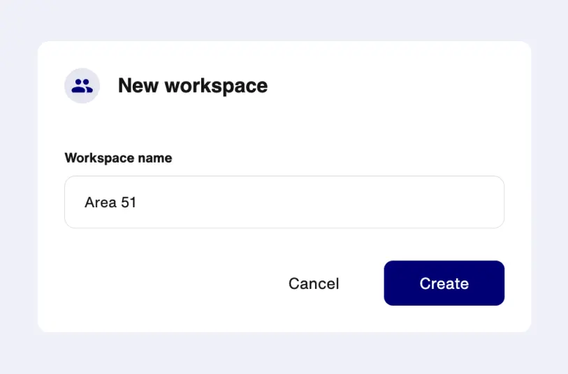 Workspaces menu
