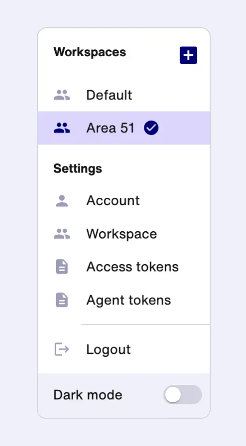 Syntropy Workspaces menu 4