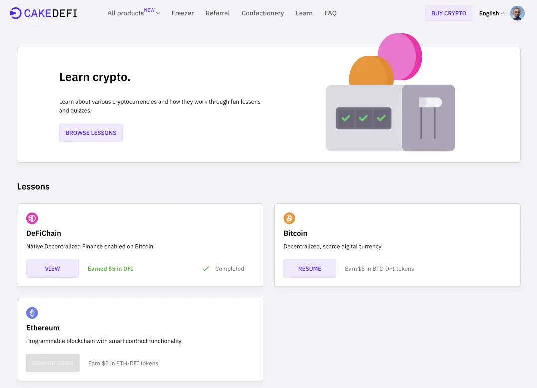 CakeDeFi Learn and Earn