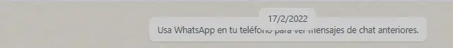 No es posible acceder a mensajes muy antiguos con Whatsapp web