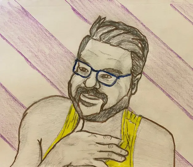 Self portrait - graphite pencil and colored pencils