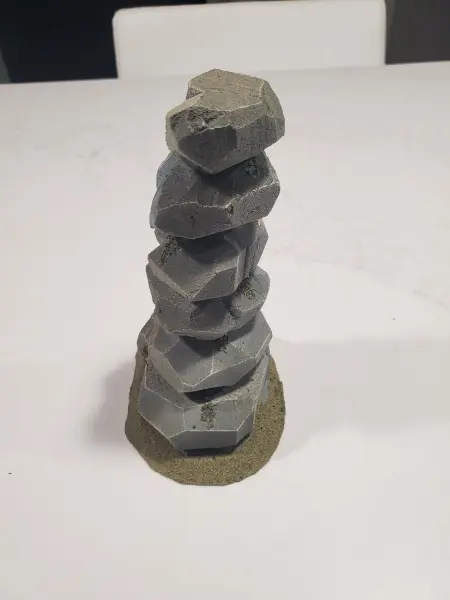 Rock column made with polystyrene foam painted for scenery
