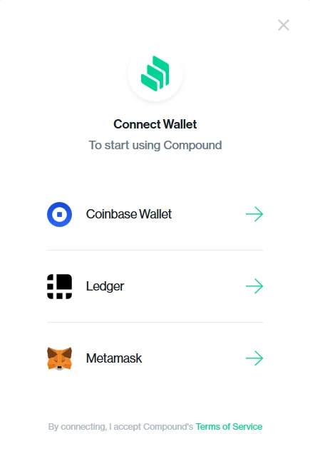 compound finance bitcoin crypto blockchain lending wallet coinbase ledger metamask