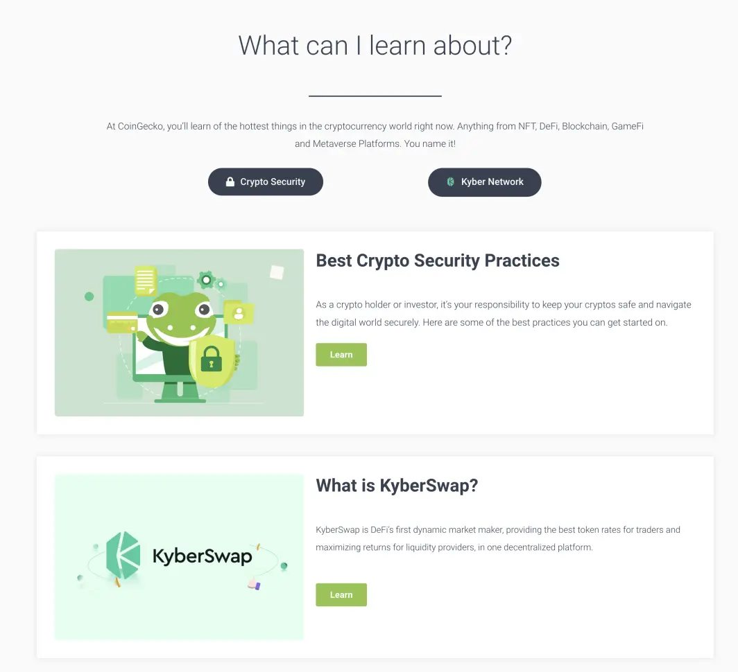 CoinGecko Learn and Earn