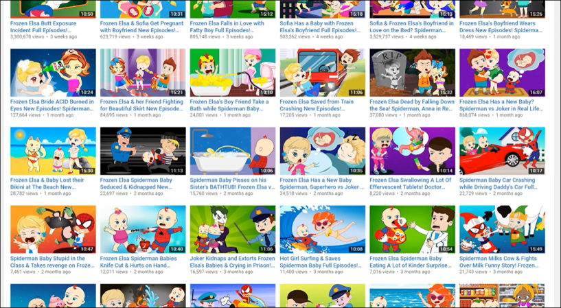 In absence of adequate moderation, you or your child's YouTube feed could look like this