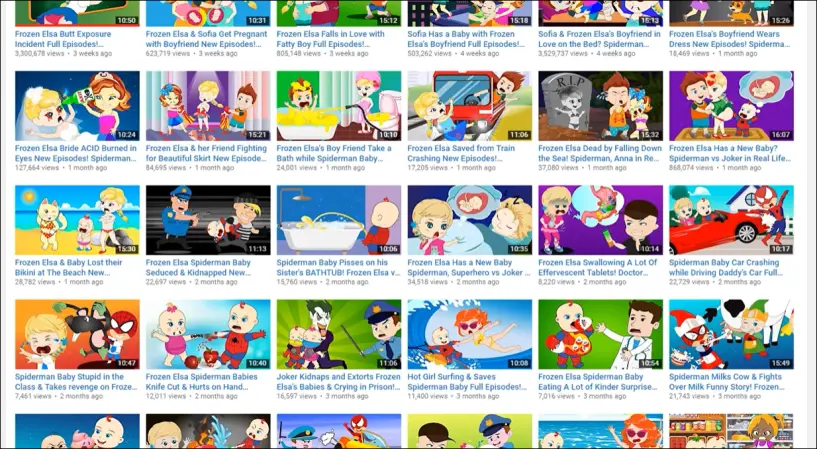 In absence of adequate moderation, you or your child's YouTube feed could look like this