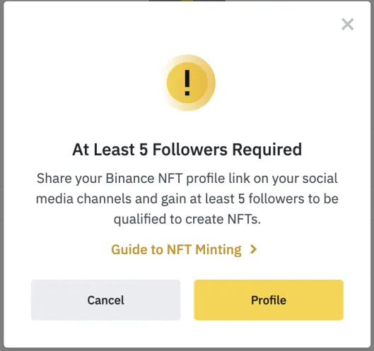 Binance NFT minting - 5 followers