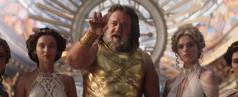 Production still with Russell Crowe from Thor: Love and Thunder