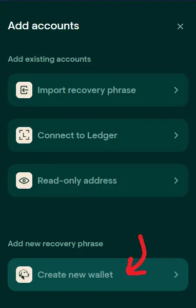 Create New Tally Ho Wallet
