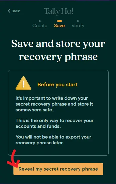 Reveal recovery phrase