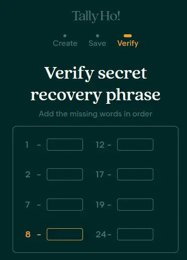 verify recovery phrase