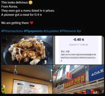 Food from Korea purchased with Pi