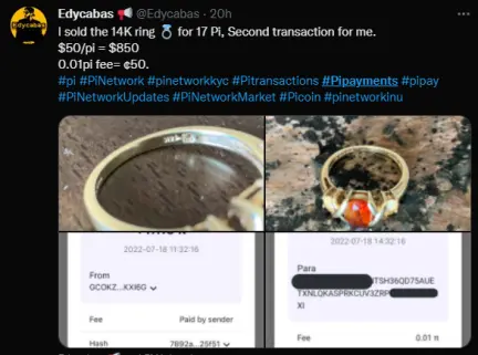 14k ring sold with Pi