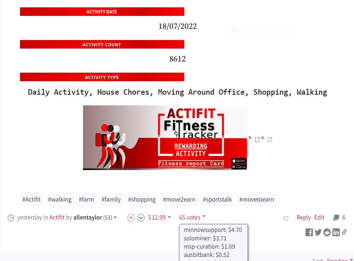 Hive Actifit cryptosocial media
