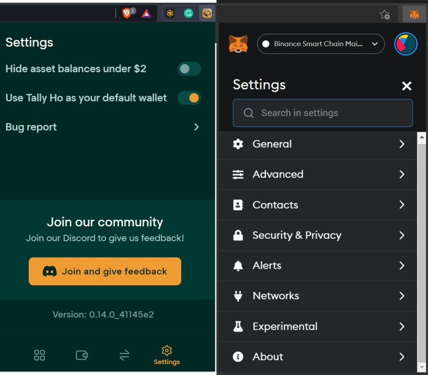 Tally vs MetaMask