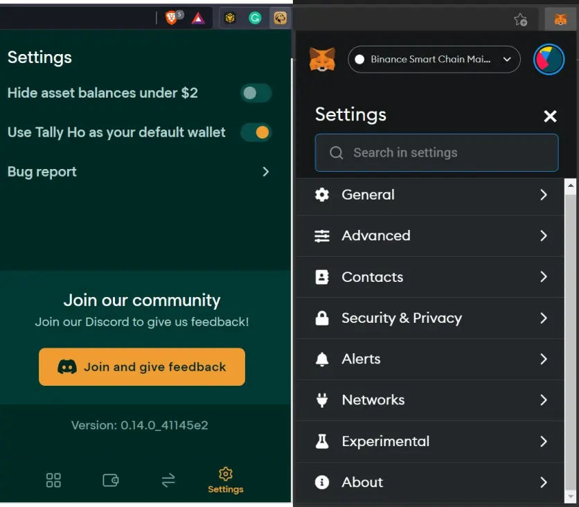 Tally vs MetaMask