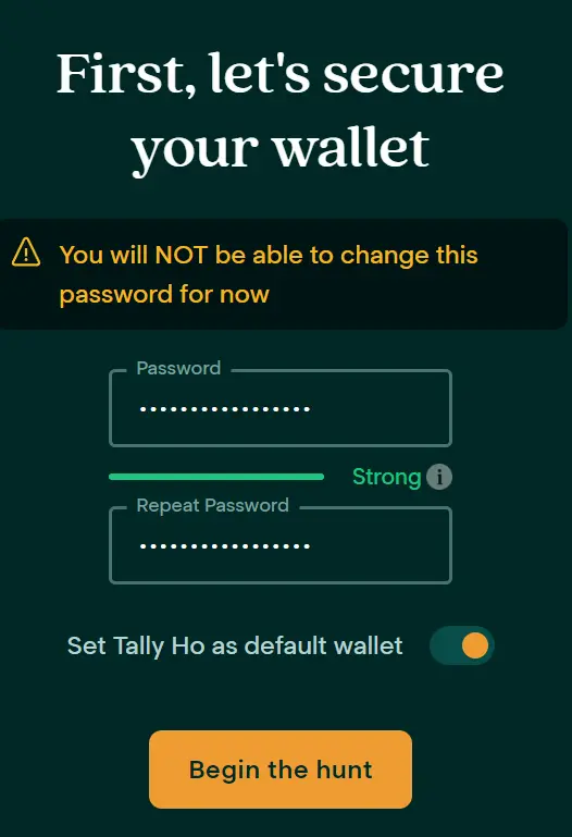 Secure your Tally Ho Wallet