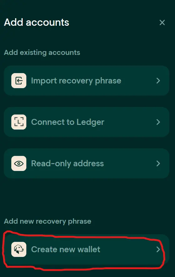 Create New Wallet in Tally Ho