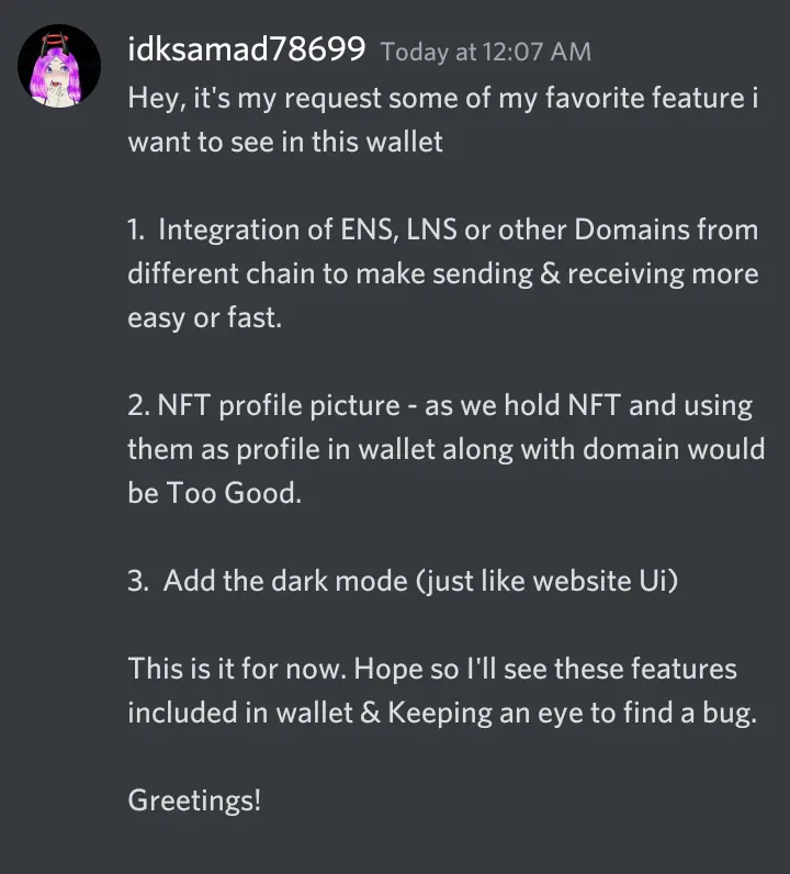 My requested feature