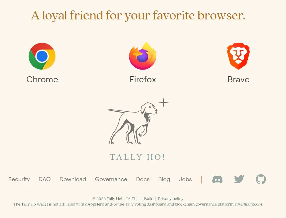 Tally Ho Browser extension options