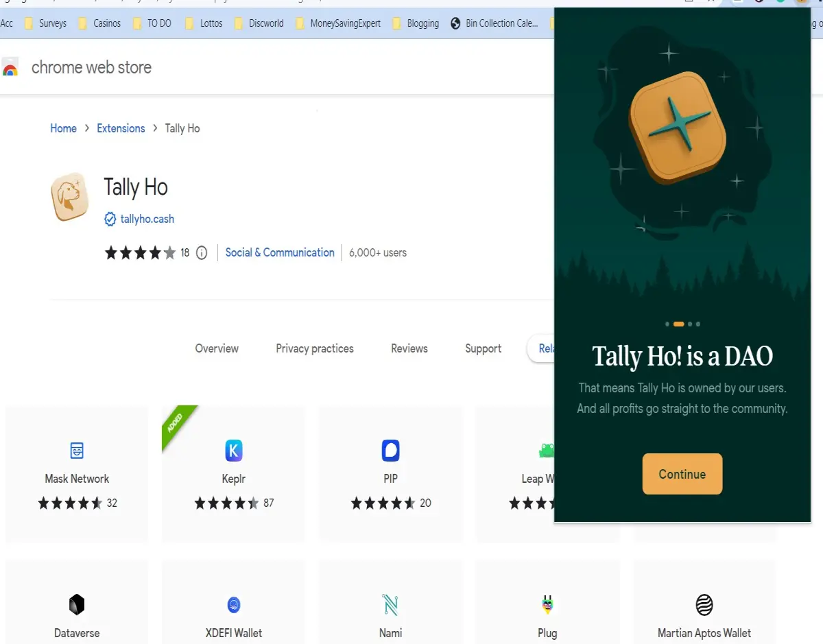 Tally Ho browser extension setup