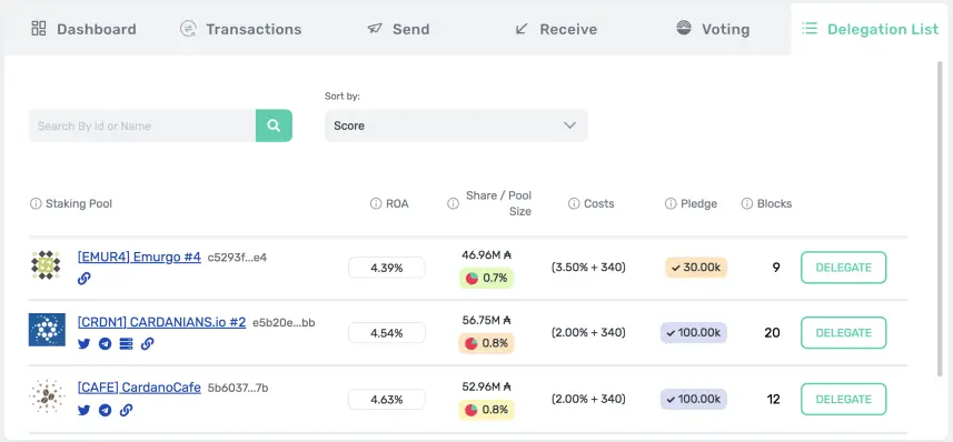 Stake ADA with Yoroi - Choosing a stake pool