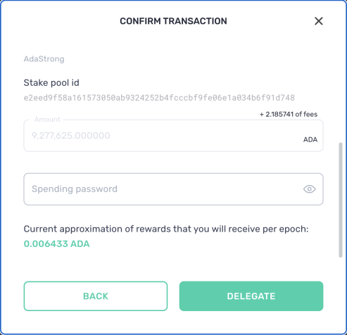 Stake with Yoroi - Confirm the transaction for delegating