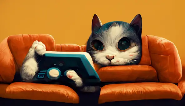 Cat Gamer on Couch