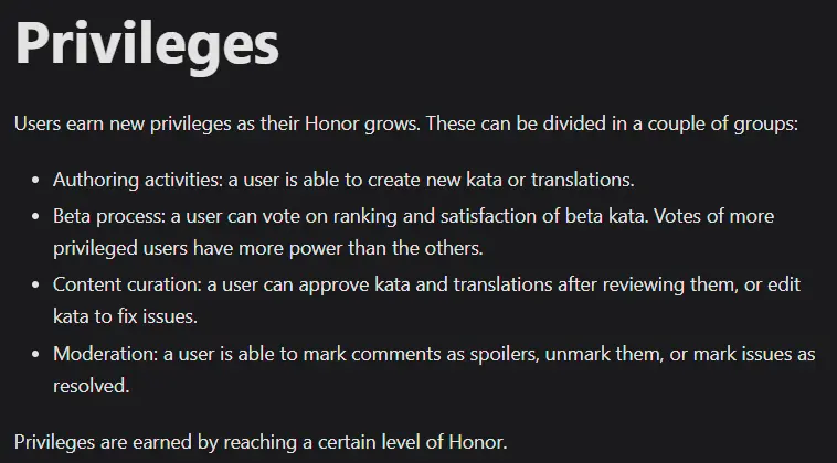 Codewars Privileges
