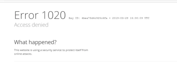 Cloudfare Access Denied Error 1020