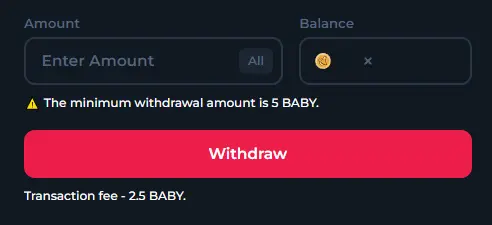 Withdrawing BABY from BetFury