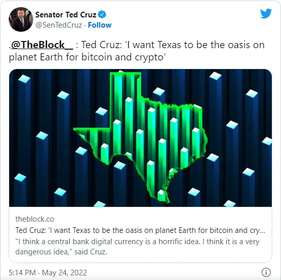 The tweet of Sen. Cruz