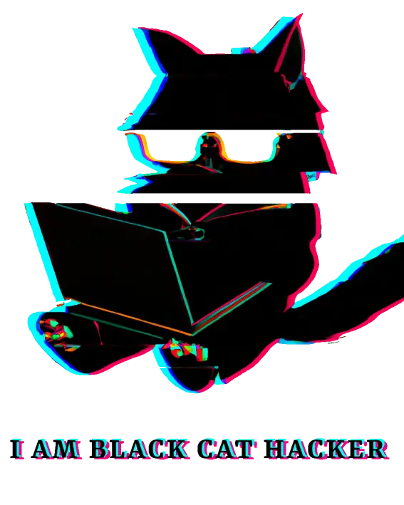 a glitched bicolor 3D AI generated cat and the mention