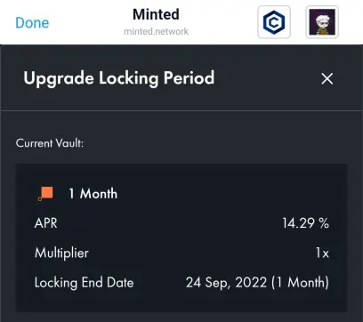 Minted Upgrade Locking Period