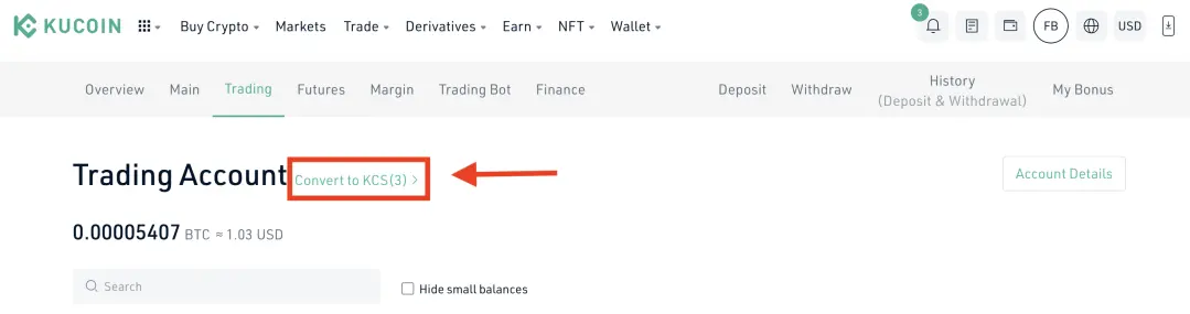 Token Dust Conversation on KuCoin KCS