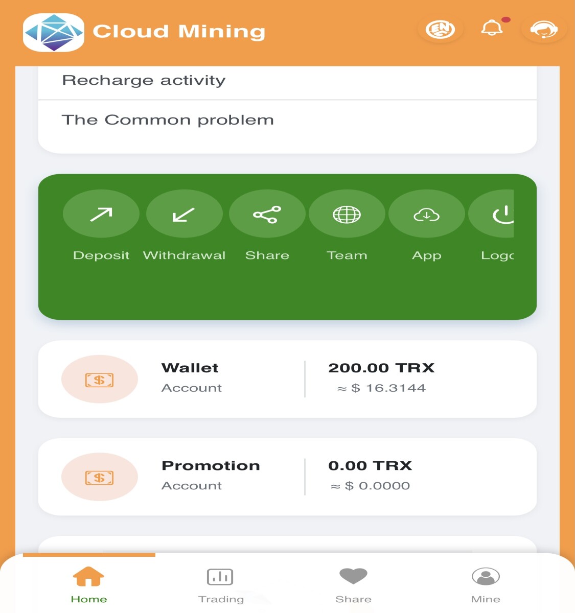 Minings.live UI