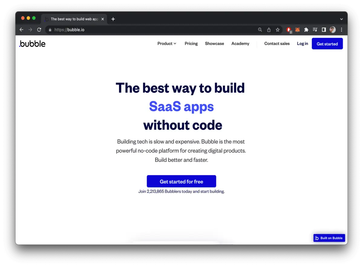 Bubble landing page