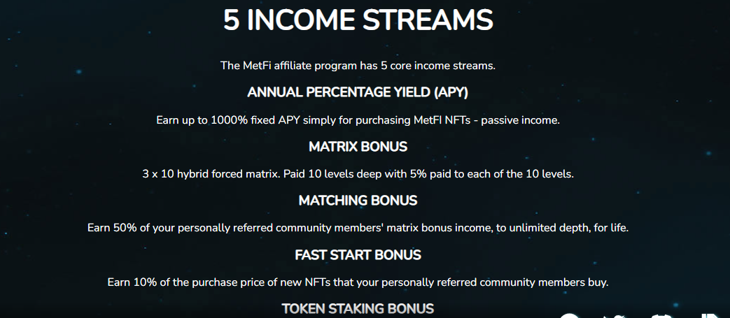 5 income streams of MetFi