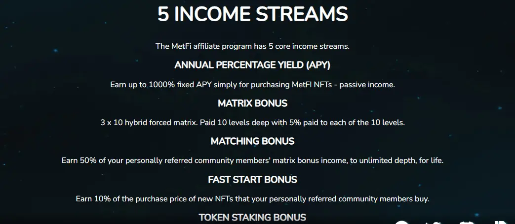 5 income streams of MetFi