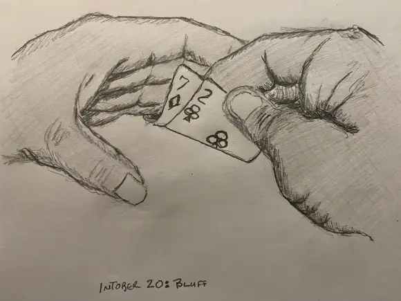 Terrible hand of draw poker - pencil