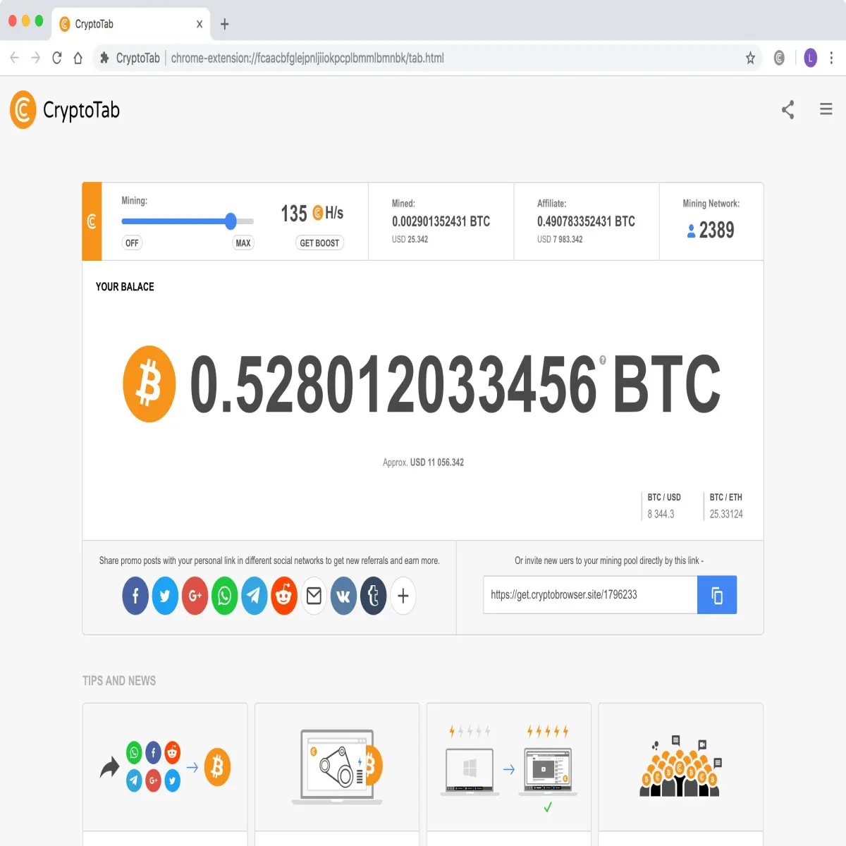 CryptoTab Dashboard