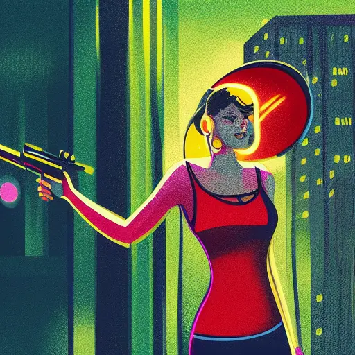Stable Diffusion generated image of a retro sci-fi gamer girl