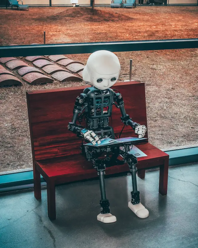 Robot Kid Reading a book