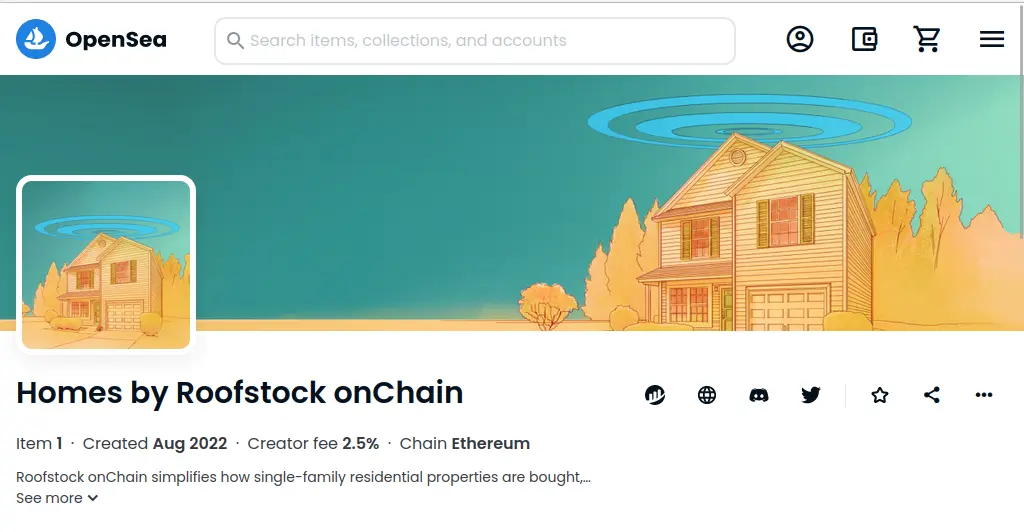 opensea screenshot of a real estate soldon opensea