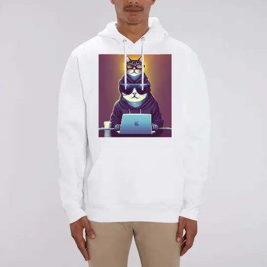 ai generated cat on a white sweatshirt