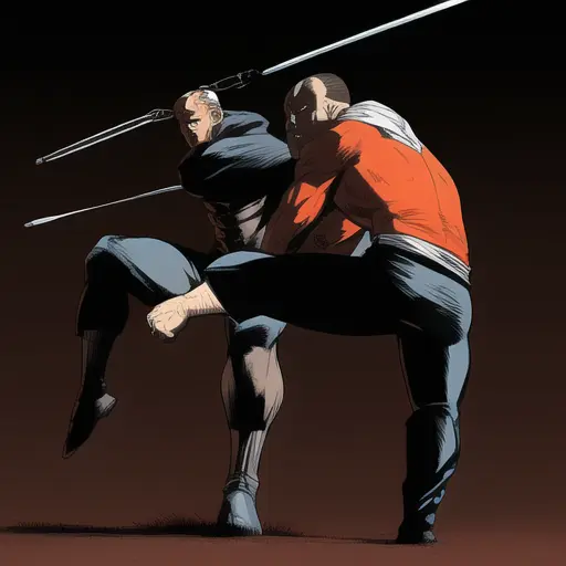 Stable Diffusion Generated image of two anime men preparing for a fight