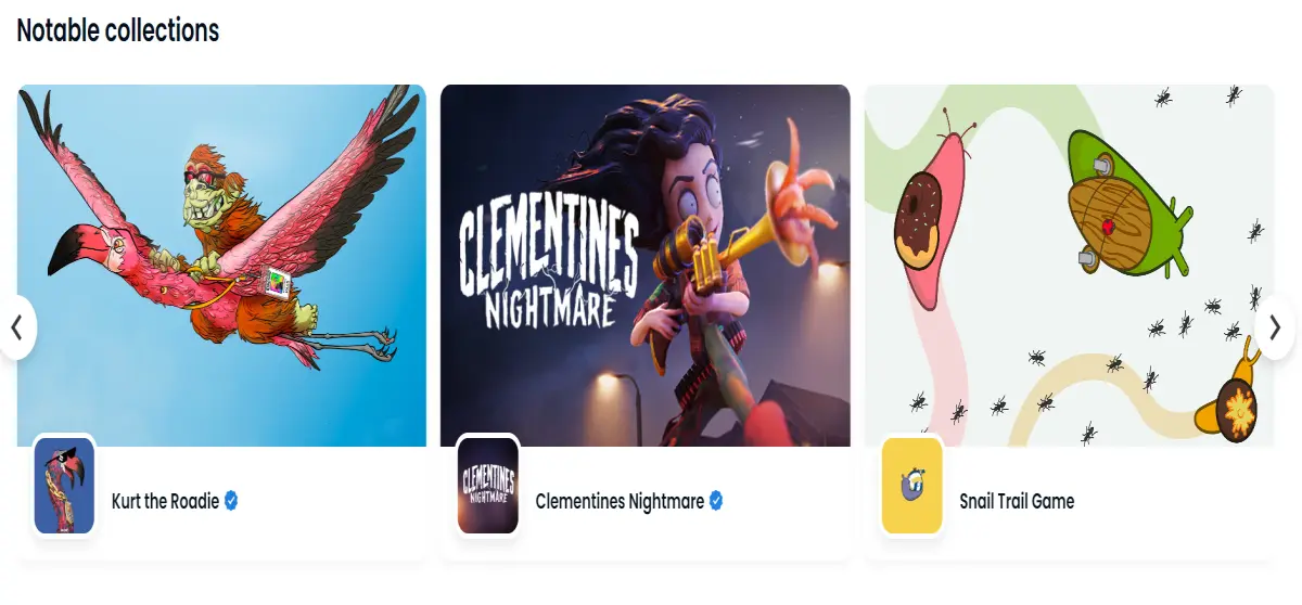 Screenshot of Notable Collections on OpenSea. November 10th, 2022.