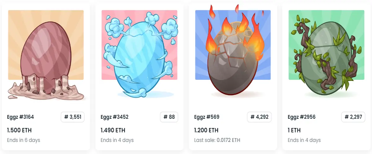 Screenshot of Eggz by Soakverse NFT collectibles on OpenSea
